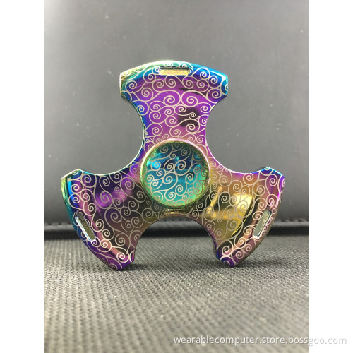 Hot sale zinc alloy fidget hand tri spinner decompression rainbow metal fidget spinner free sample fidget toys